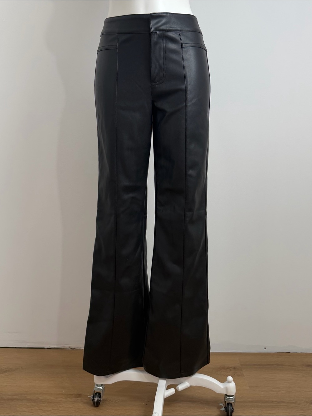 We The Free Black Faux Vegan Leather Flare Pants